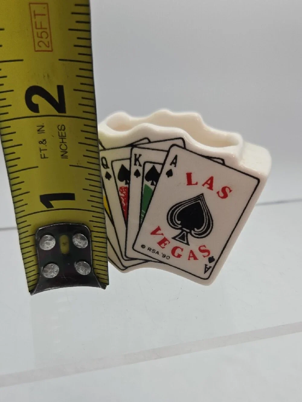 Vintage Las Vegas Poker Hand Mini Ceramic Ashtray Casino Souvenir Tobacciana